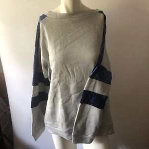 Vicabo Gray Crewneck Sweatshirt Blue Velvet Trim